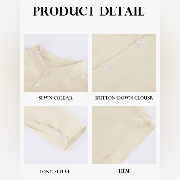 Makkrom Men Linen Button Down Long Sleeve Cotton Shirt - Picture 2 of 5